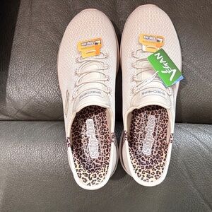 Sketchers summits natural color with animal slip on sneakers